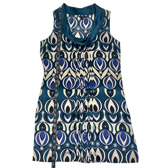 Ted Baker London Women's Teal Blue Patterned Silk Cowl Neck Dress Size 2 - Picture 8 of 12
